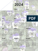 Documento A4 Calendario Anual 2024 Simple Blanco y Negro 