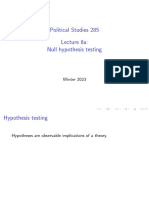Political Studies 285 Lecture 8a: Null Hypothesis Testing: Winter 2023