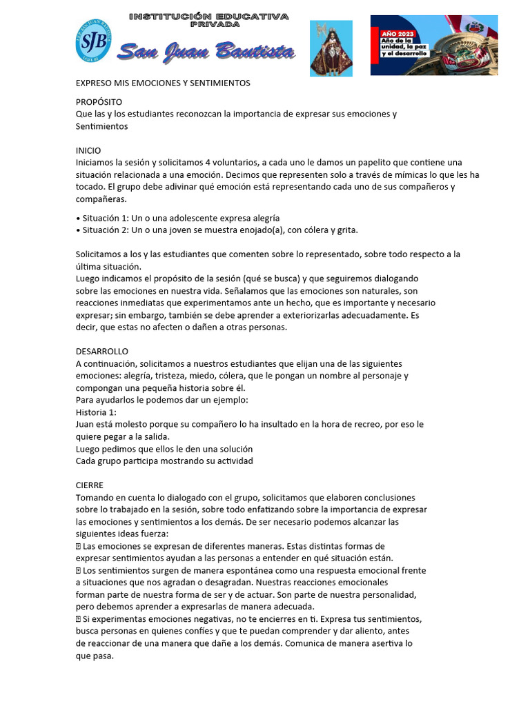 2 PS Expreso Mis Emociones y Sentimientos | PDF | Las emociones | Ira