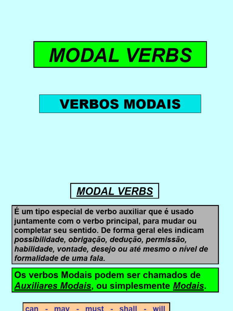 Verbos Modais: Explicação e Exemplos | PDF