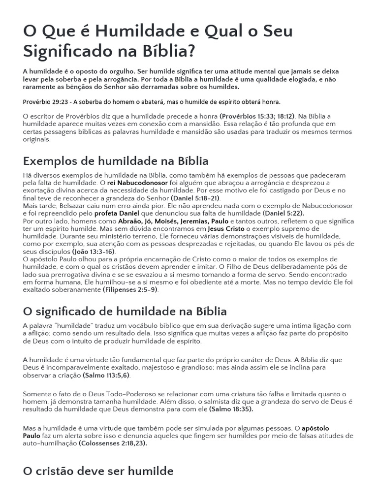 Humildade na Bíblia: Significado e Exemplos | PDF | Bíblia | Humildade