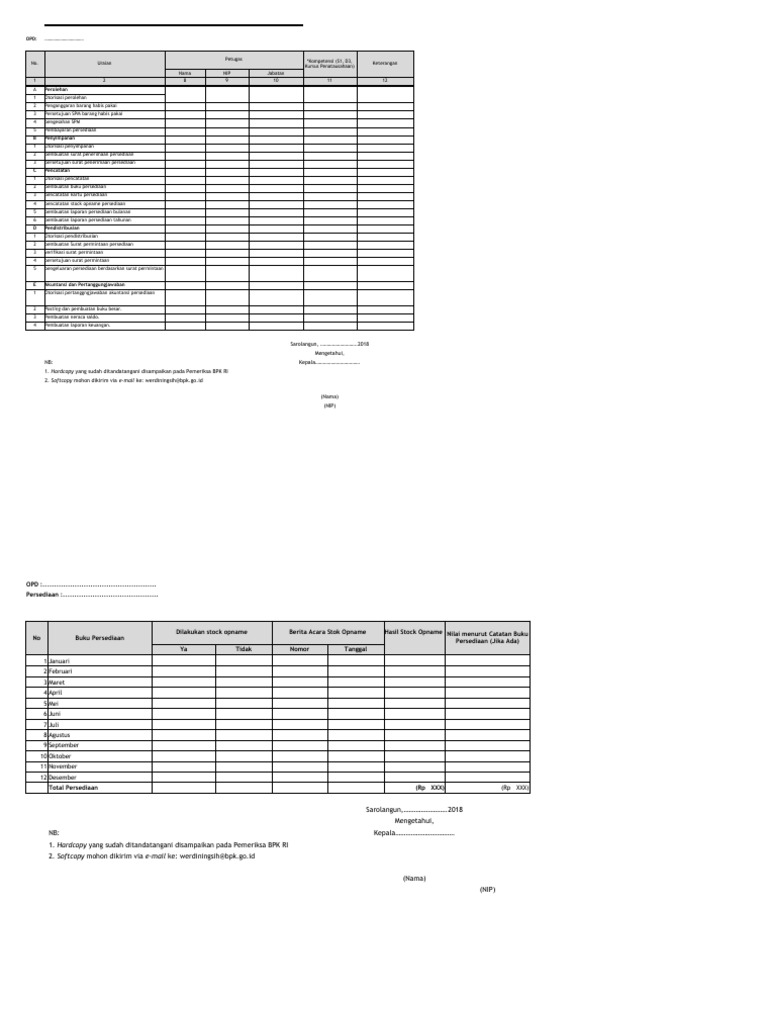 Form Persediaan OPD | PDF