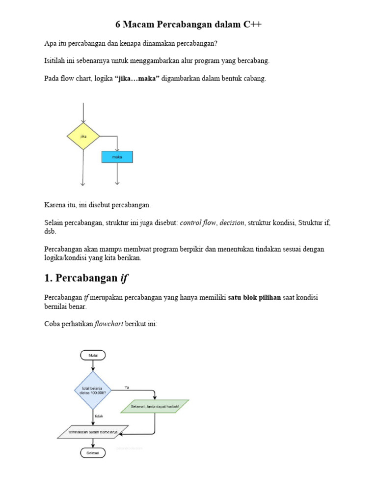 6 Jenis Percabangan dalam C++ | PDF