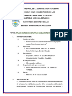 Trabajo Grupal - 2do Taller de Técnicas Grupales en El Ámbito Organizacional Para Empleados Públicos - IV Ciclo - Dinamica de Grupos - III Unidad - Psicología - 22.02.2024 - Completo - Listo