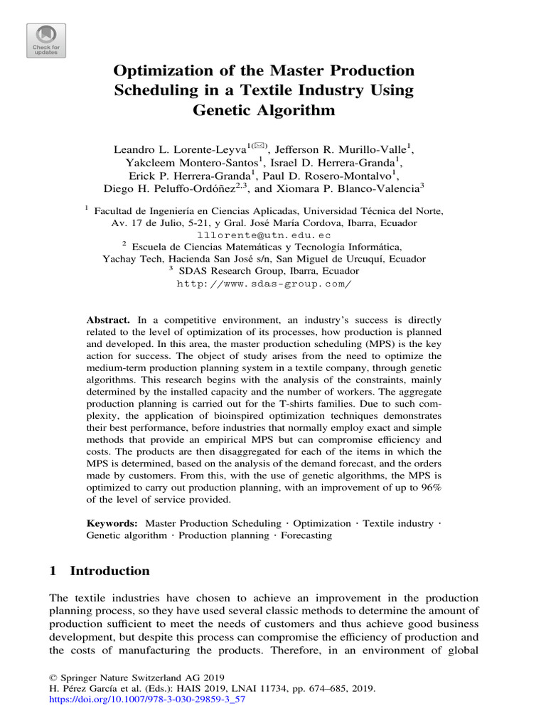 Optimization of The Master Production Scheduling in A Textile Industry ...