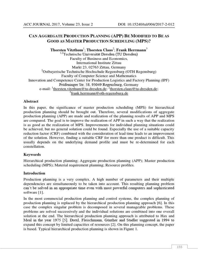 Can aggregate production planning app be modified pdf scheduling