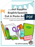 School Supplies English/Spanish Cut & Paste Activity