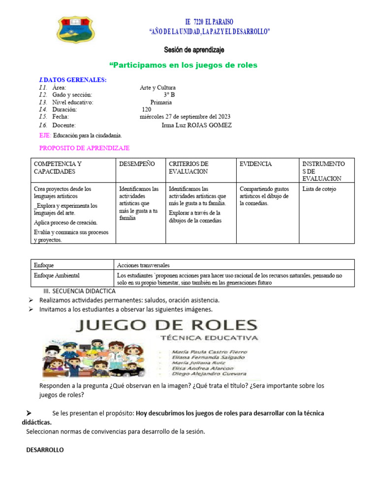 Juegos de Roles en Arte y Cultura | PDF | Evaluación | Cognición