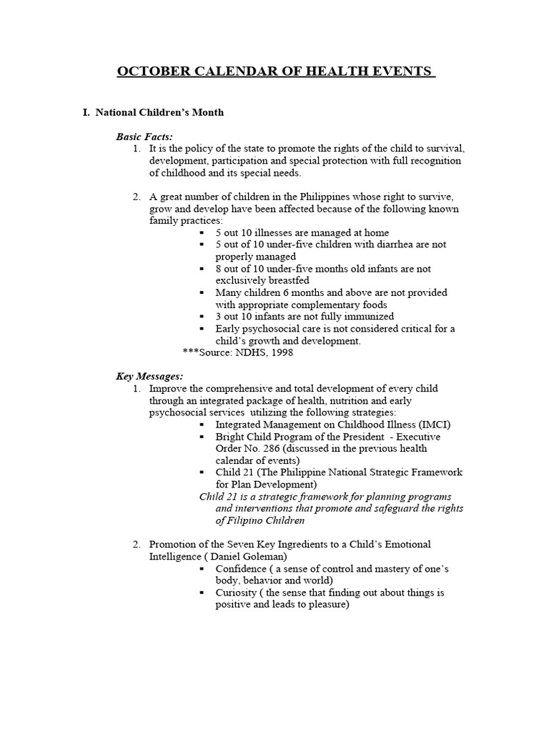 October Health Events Calendar 2023 | PDF | Preventive Healthcare ...