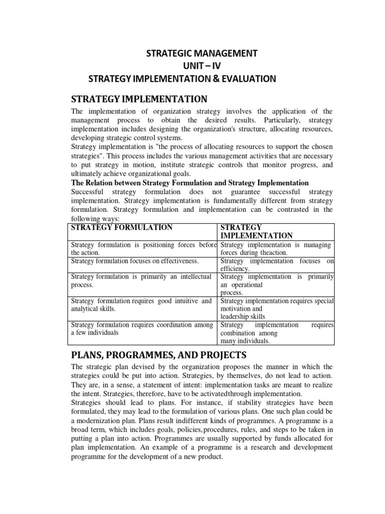 Strategy Implementation and Evaluation Guide | PDF | Strategic ...