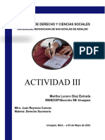 ACTIVIDAD III Reporte de Lectura Derecho Sucesorio