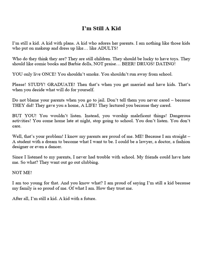 I'm Still A Kid | PDF