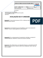 AVALIAÇÃO  DA IV UNIDADE - 2023 MÍRIAM  8º ano