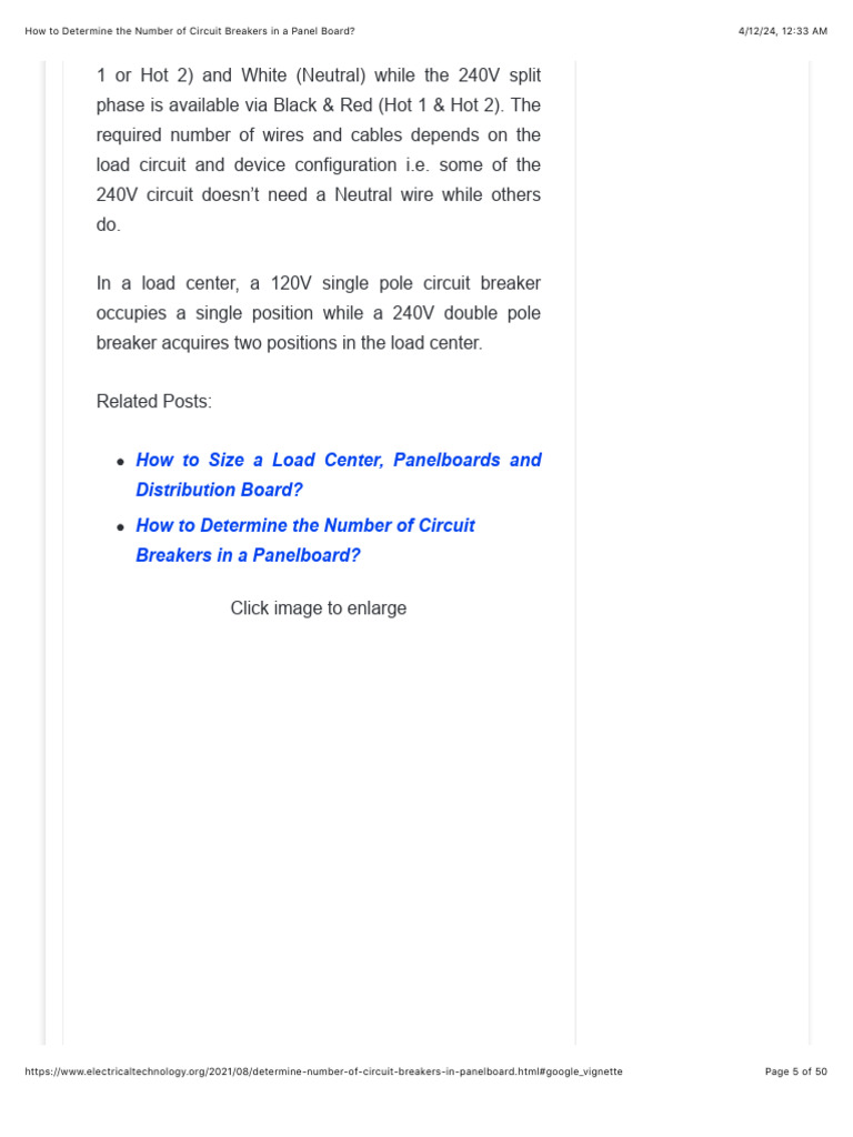 Pages from how to determine the number of circuit breakers in a panel