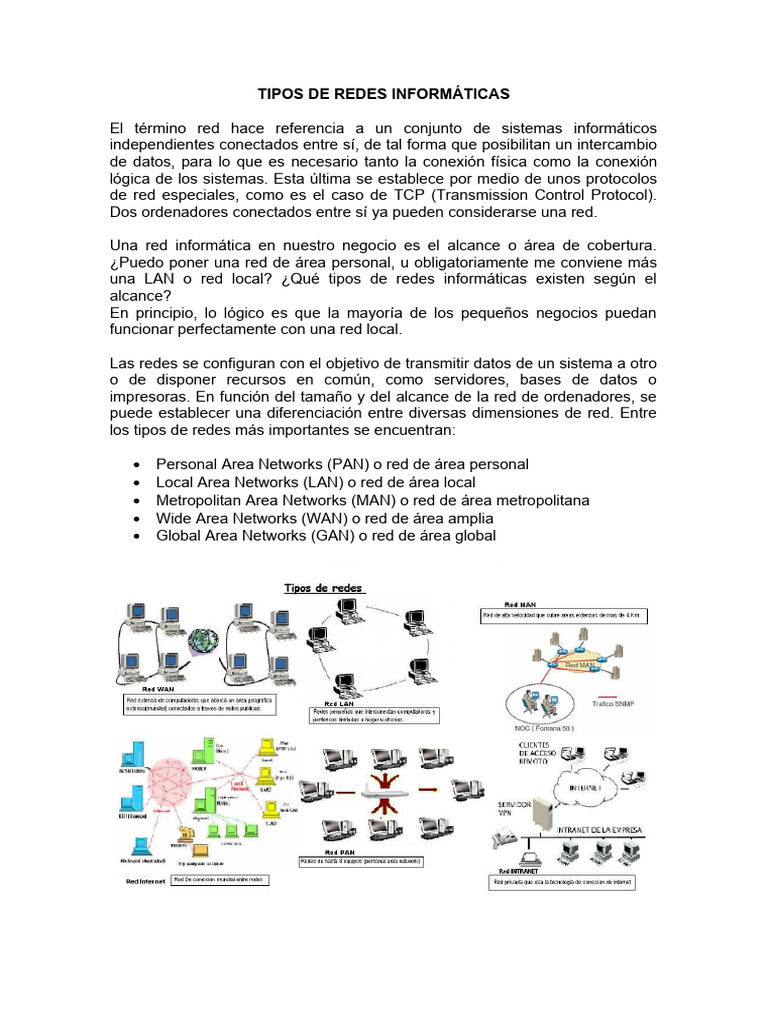 Tipos De Redes Y Topologías Pdf Red De Computadoras Red Privada