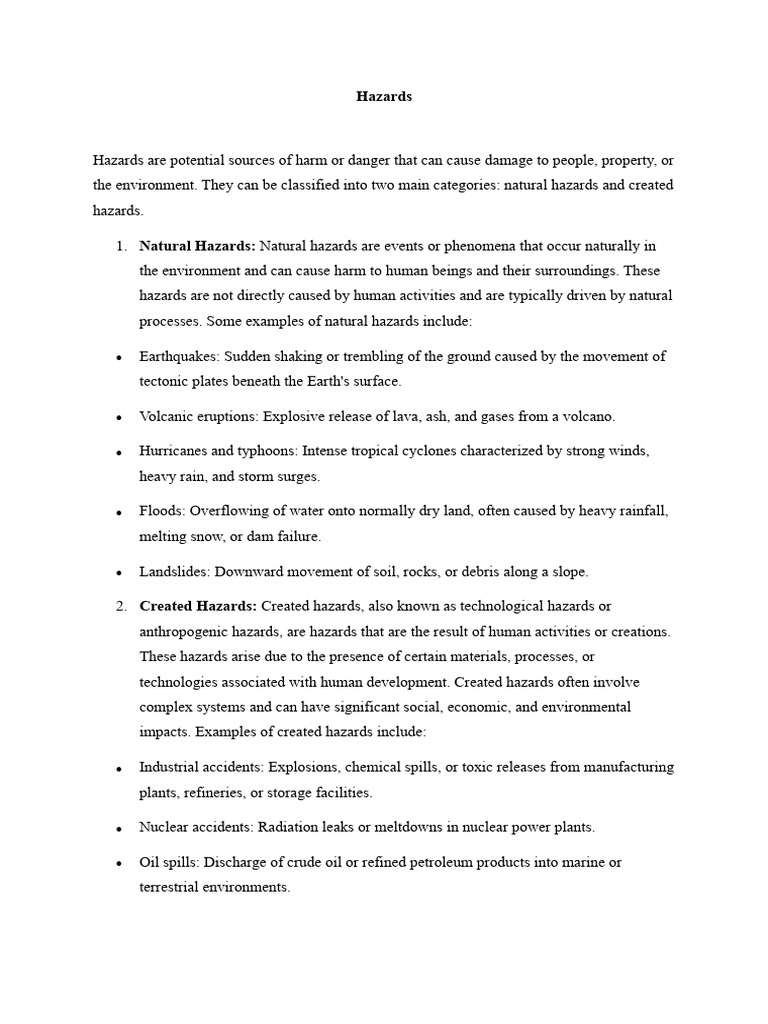 Understanding Natural and Created Hazards | PDF | Tropical Cyclones ...