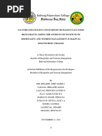 Factors Influencing Consumption Demand in Fast Food Restaurants Among The Students of Institute of Hospitality and Tourism Management in Baliwag Polytechnic College 1