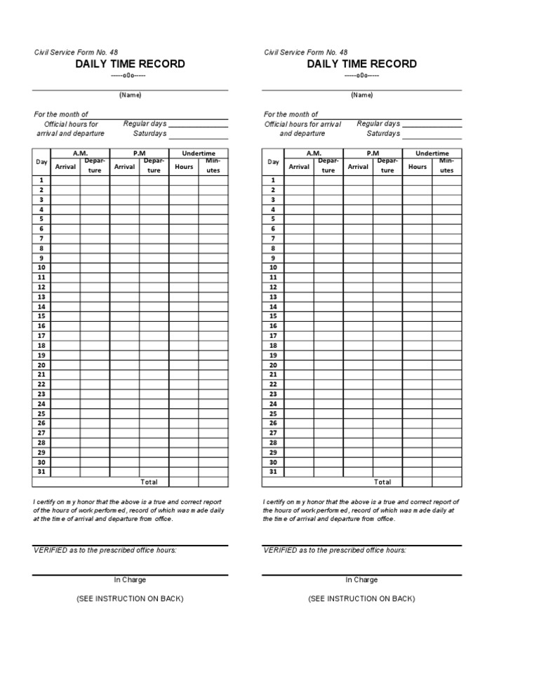 Civil service form no 48 pdf