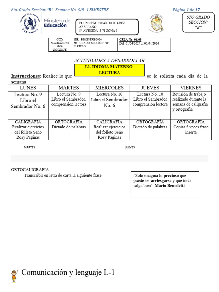 Guia Alumnos Semana 6 | PDF | Multiplicación | Dibujo