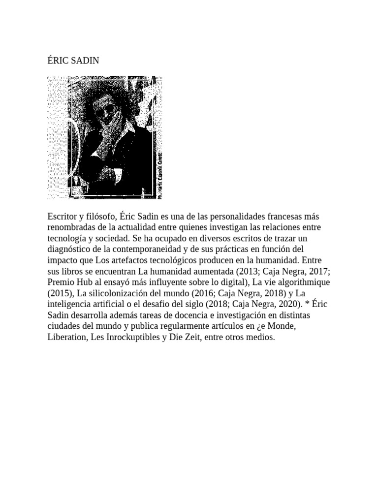 Eric Sadin La Era Del Individuo Tirano | PDF | Totalitarismo | Julian ...