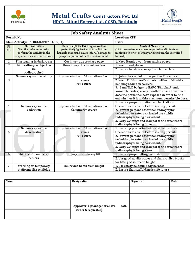 Radiography Test Safety Analysis | PDF | Occupational Safety And Health ...