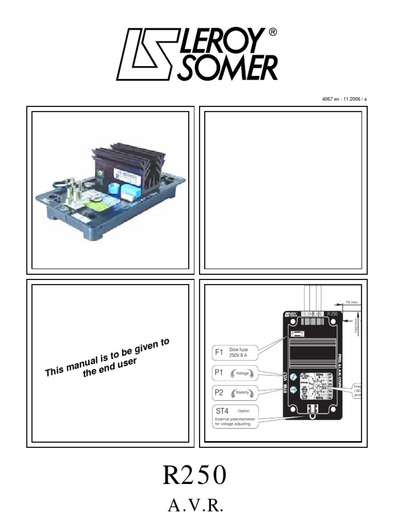 Voltage Regulator Leroy Somer r250 Avr | PDF | Diode | Power (Physics)