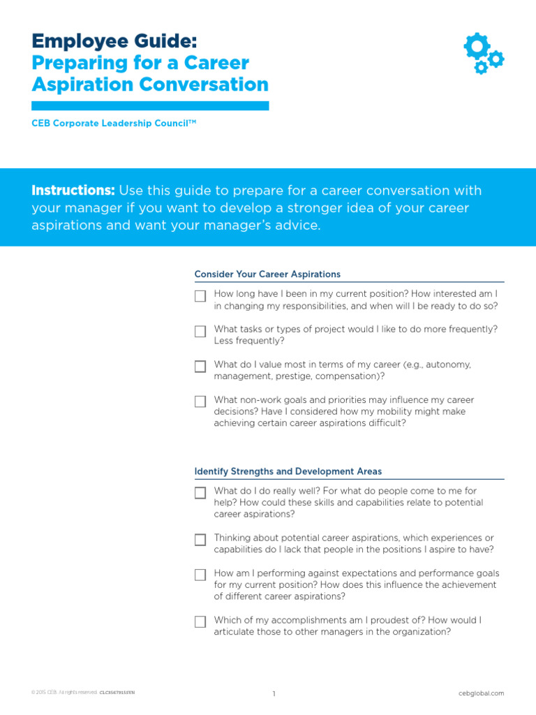 02 Preparing for a Career Aspiration Conversation_Employee | PDF | Goal ...