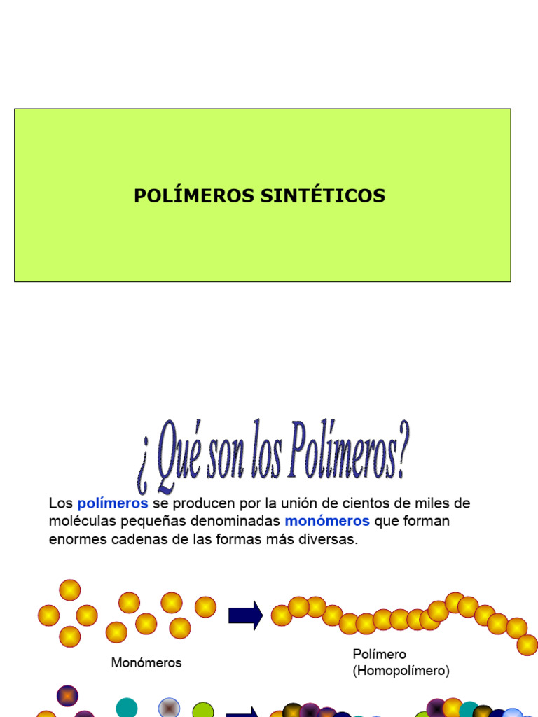 Polímeros Sintéticos: Estructura y Usos | PDF | Polímeros | Fibra sintética