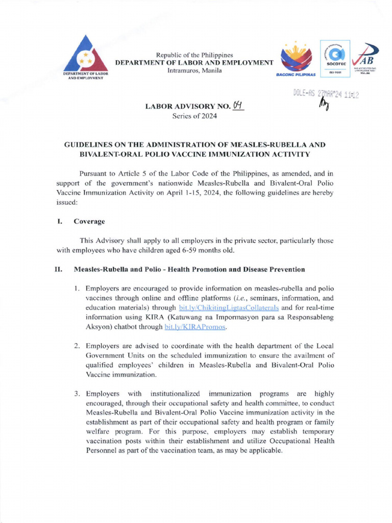 Guidelines for Vaccine Immunization 2024 | PDF | Vaccines | Health Sciences
