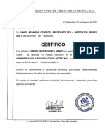 Certificado de Trabajo Prolec S.A.