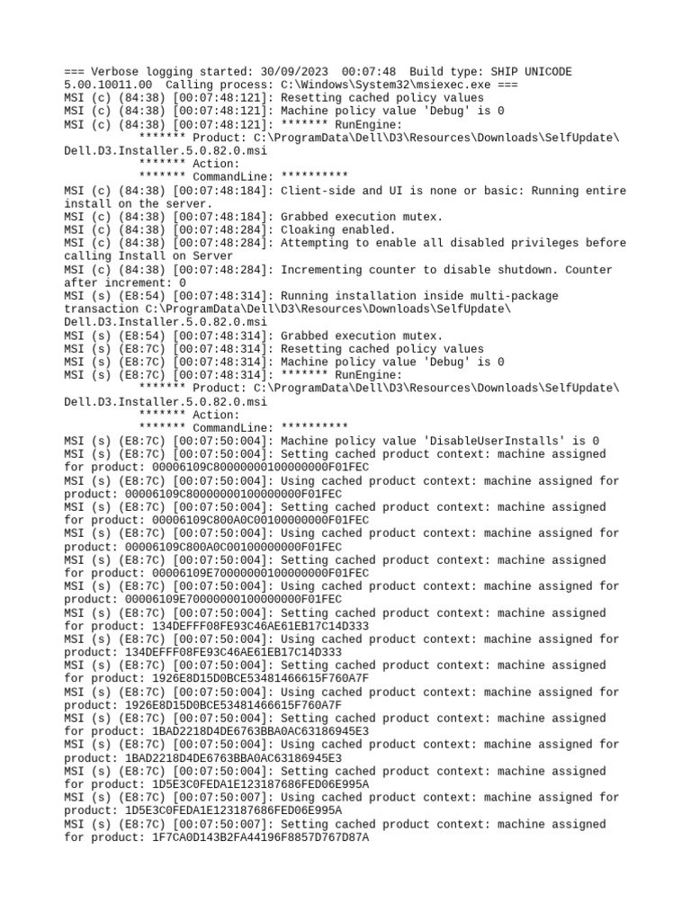 Dell D3 Installer Log Analysis | PDF | Microsoft Windows | Windows Registry