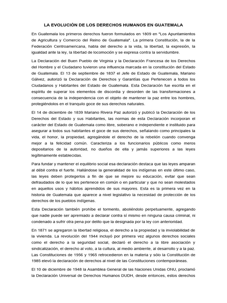La Evolución de Los Derechos Humanos en Guatemala | PDF | Derechos ...