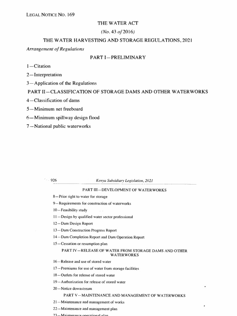 Water Harvesting Regulations 2021 | PDF | Dam | Flood