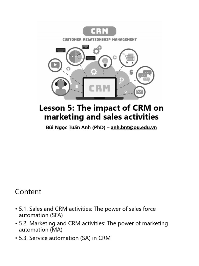 Lesson 5 the impact of crm on marketing and sales activities download