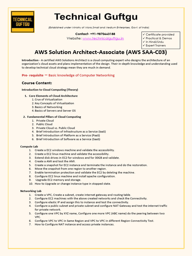 AWS SAA-C03 Certification Course Guide | PDF | Cloud Computing ...