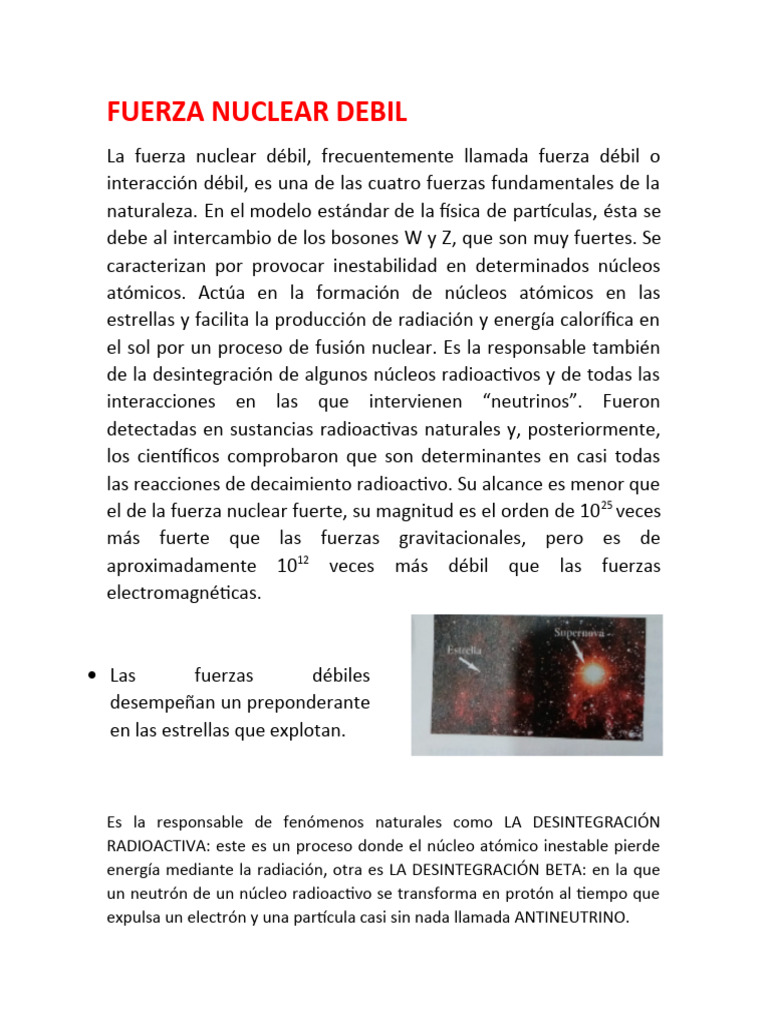 Fuerza Nuclear Débil: Interacciones y Efectos | PDF | Interacción ...