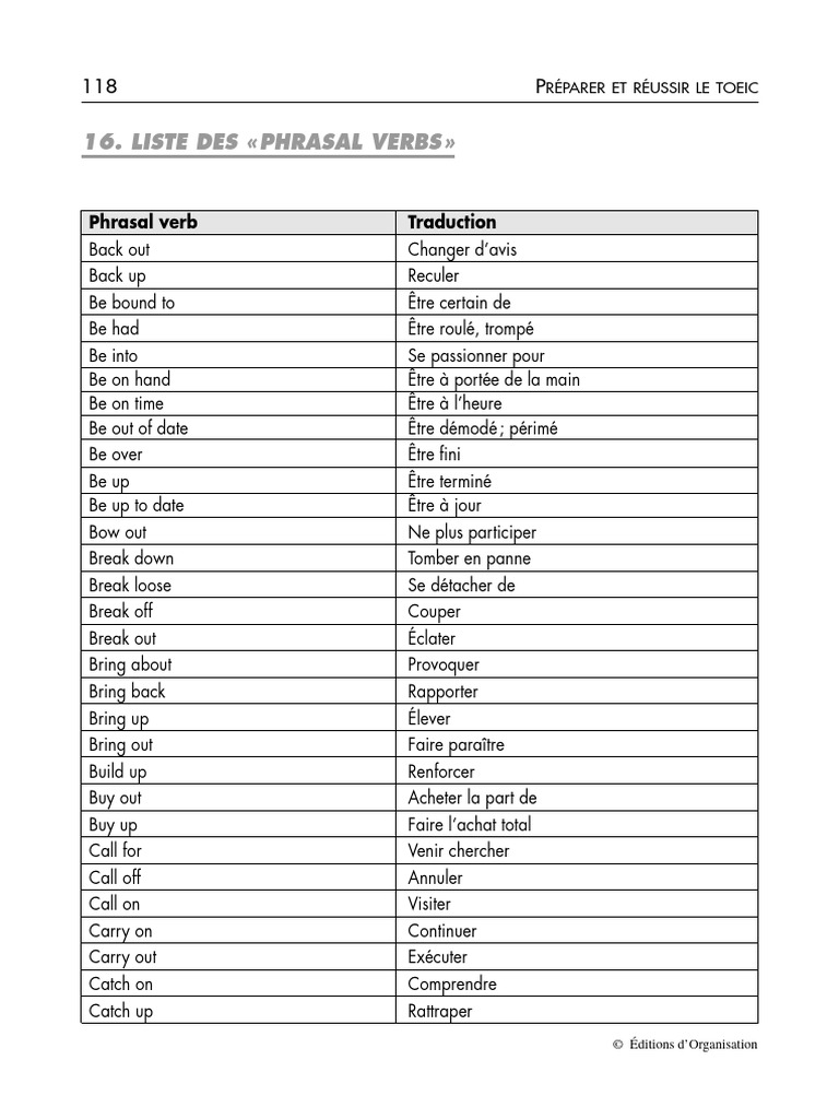 Liste des Phrasal Verbs en Anglais | PDF