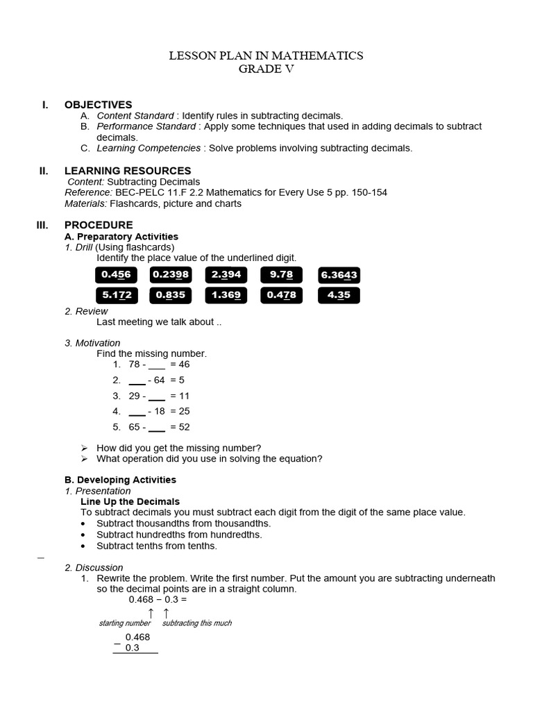 Lesson Plan2 | PDF | Numbers | Decimal