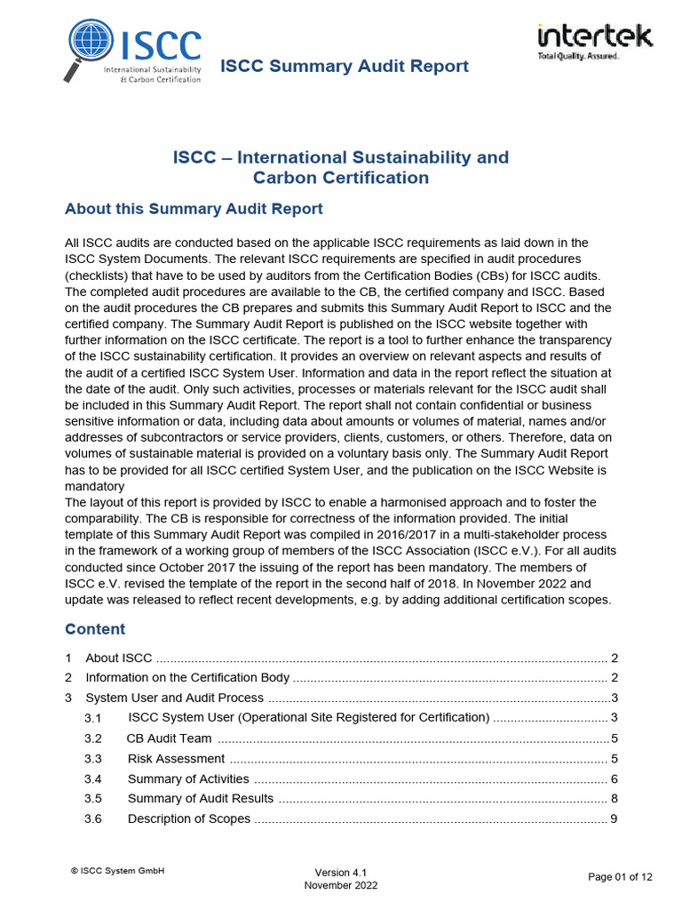 ISCC Plus Audit Checklist Overview | PDF | Audit | Biofuel