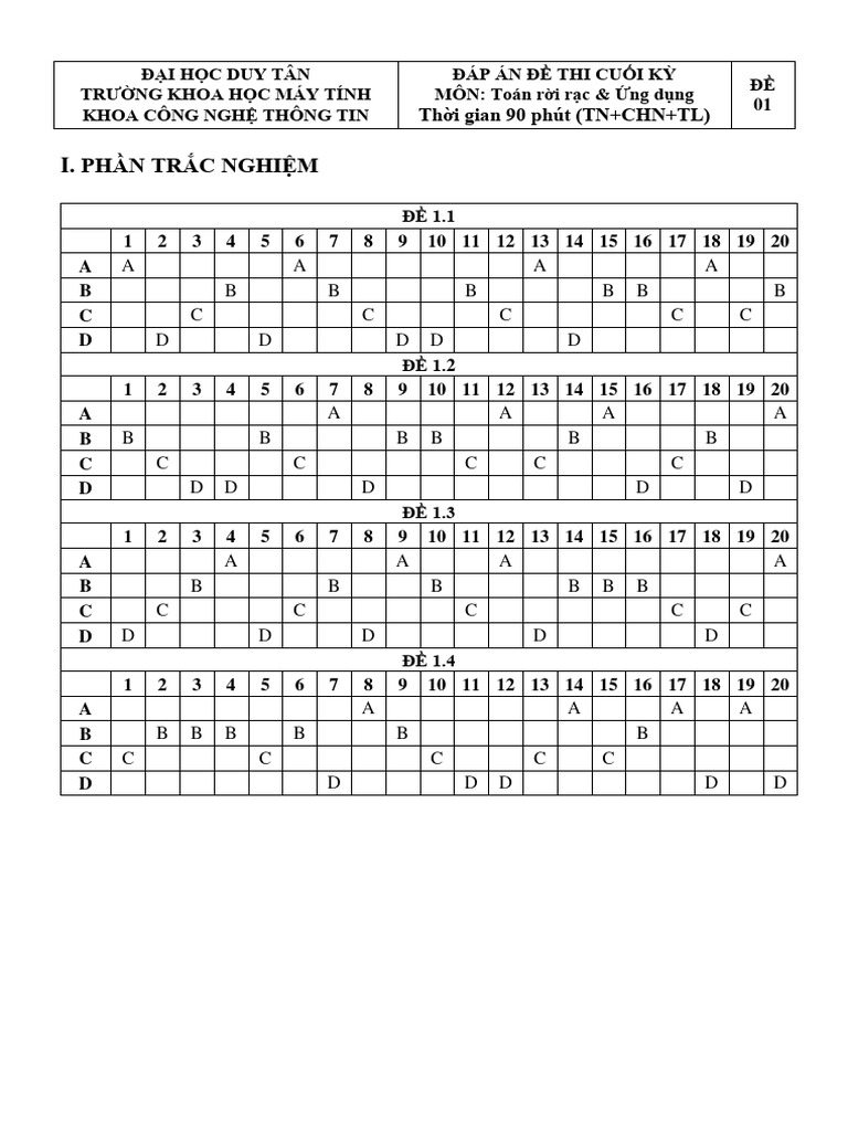 De 1 Dap An TN CHN TL | PDF