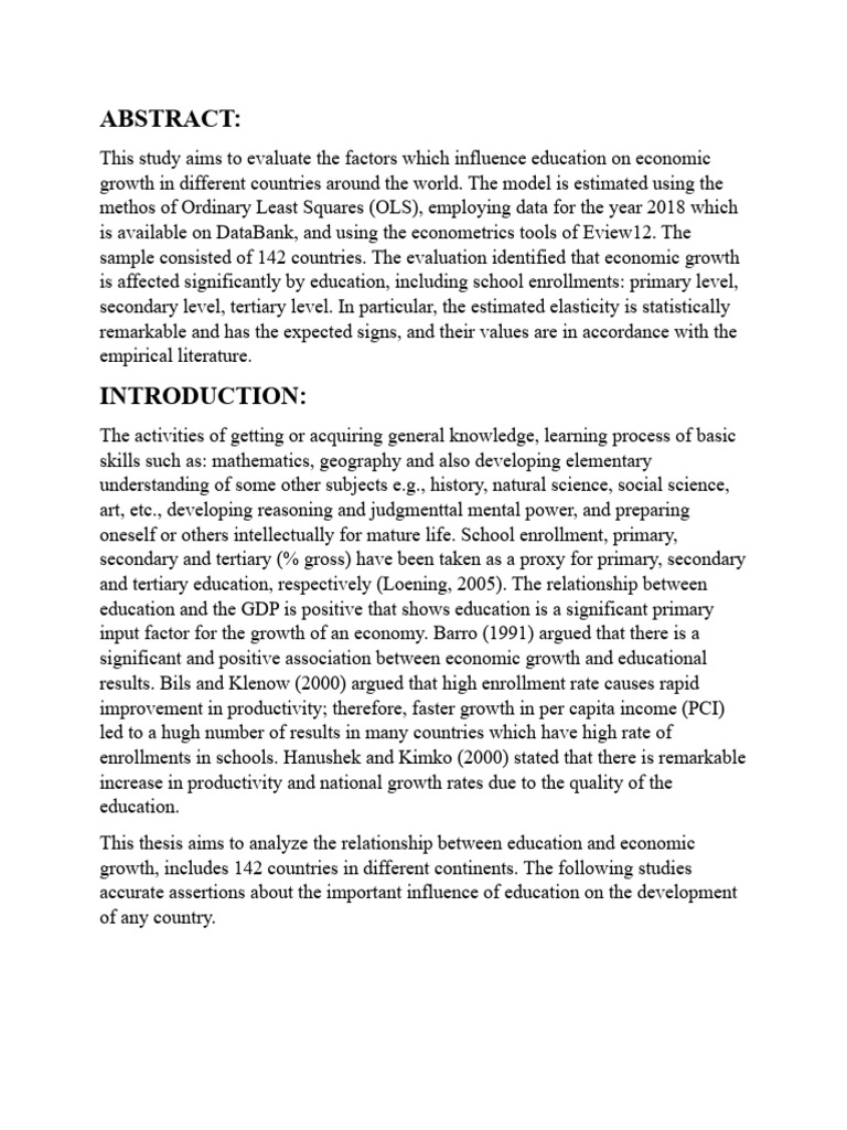 Education's Impact on Economic Growth | PDF | Social Science