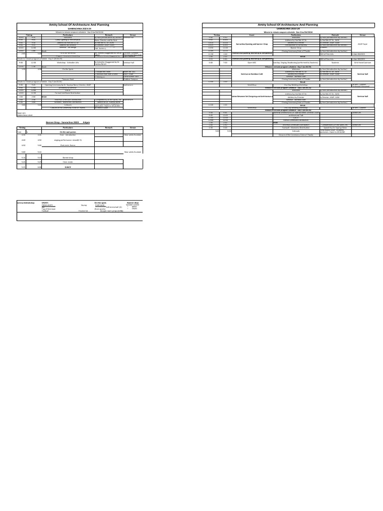 Minute to Minute Schedule PDF