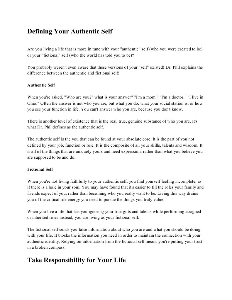 Authentic Self Worksheet PDF | PDF | Self Control | Self-Management