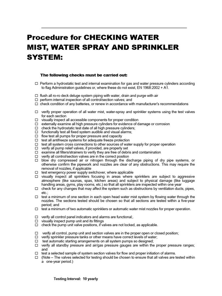 Sprinkler and Water Mist System Testing | PDF | Fire Sprinkler System ...