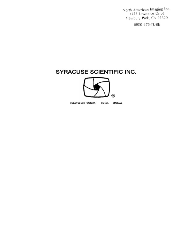 SSI Television Camera SS601 Manual | PDF | Rectifier | Inductor