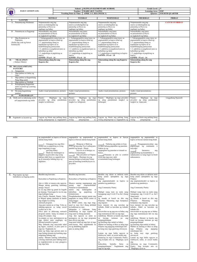DLL q4 g5 Esp Week 1 | PDF