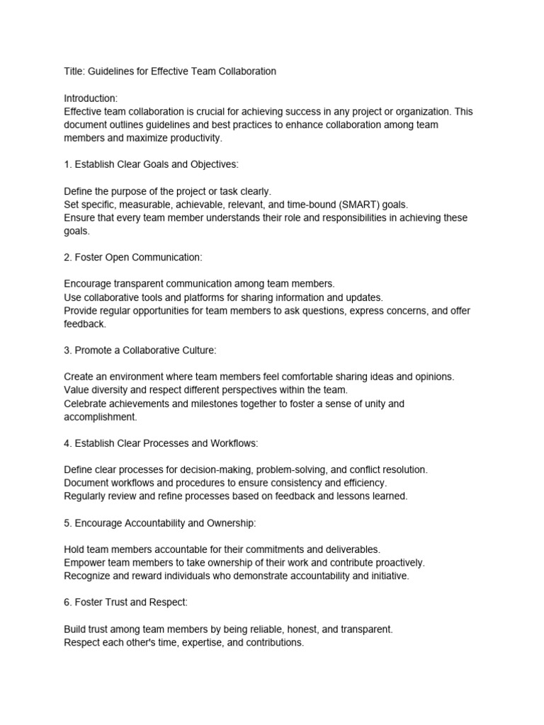 Effective Team Collaboration Guidelines | PDF
