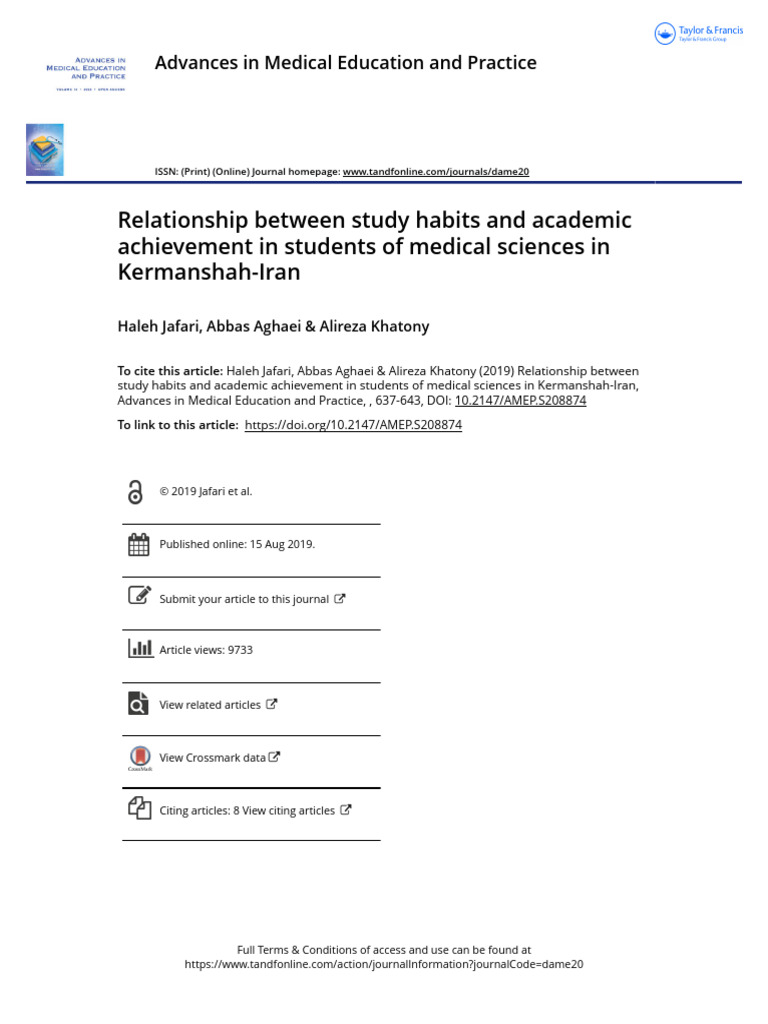 Study Habits and Academic Success in Kermanshah Medical Students | PDF ...