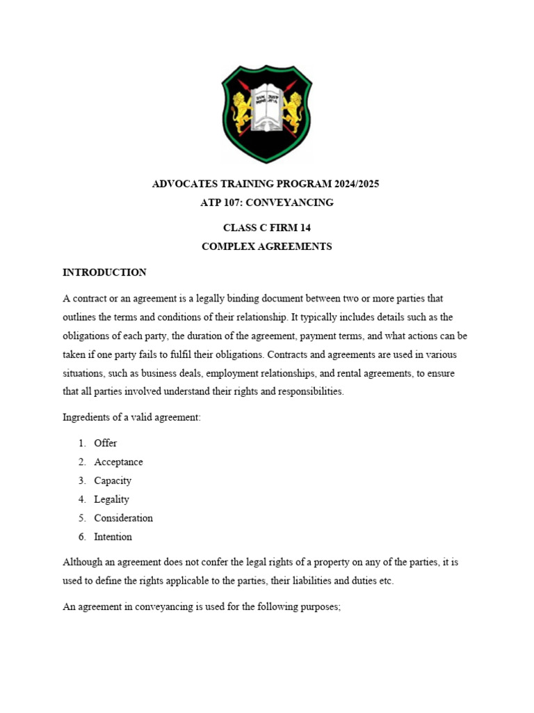 Class c firm 14 complex agreement pdf conveyancing business