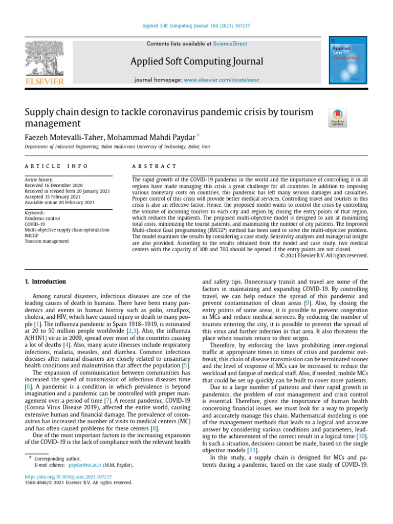 Supply Chain Design for COVID-19 Management | PDF | Pandemic | Malaria